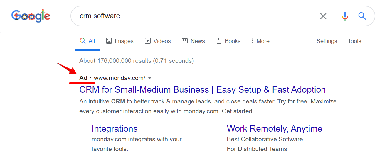 Google Search Paid Ad