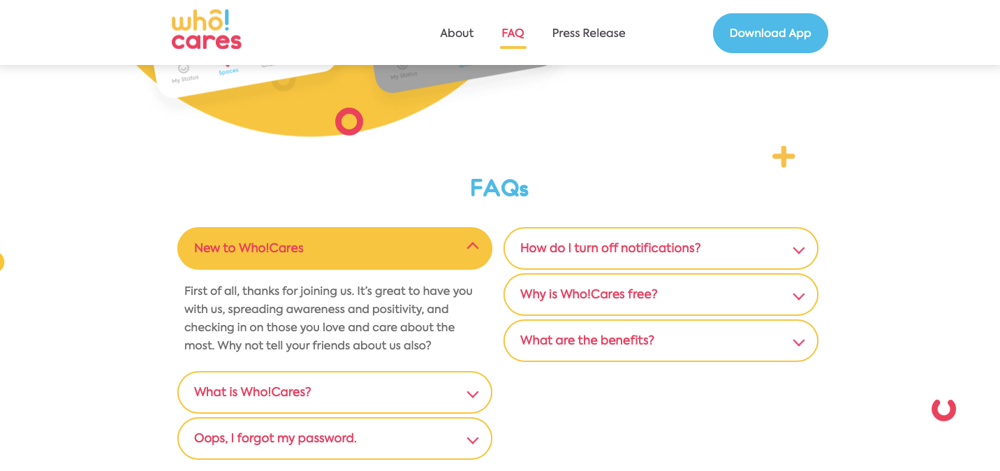FAQ on a single-page website