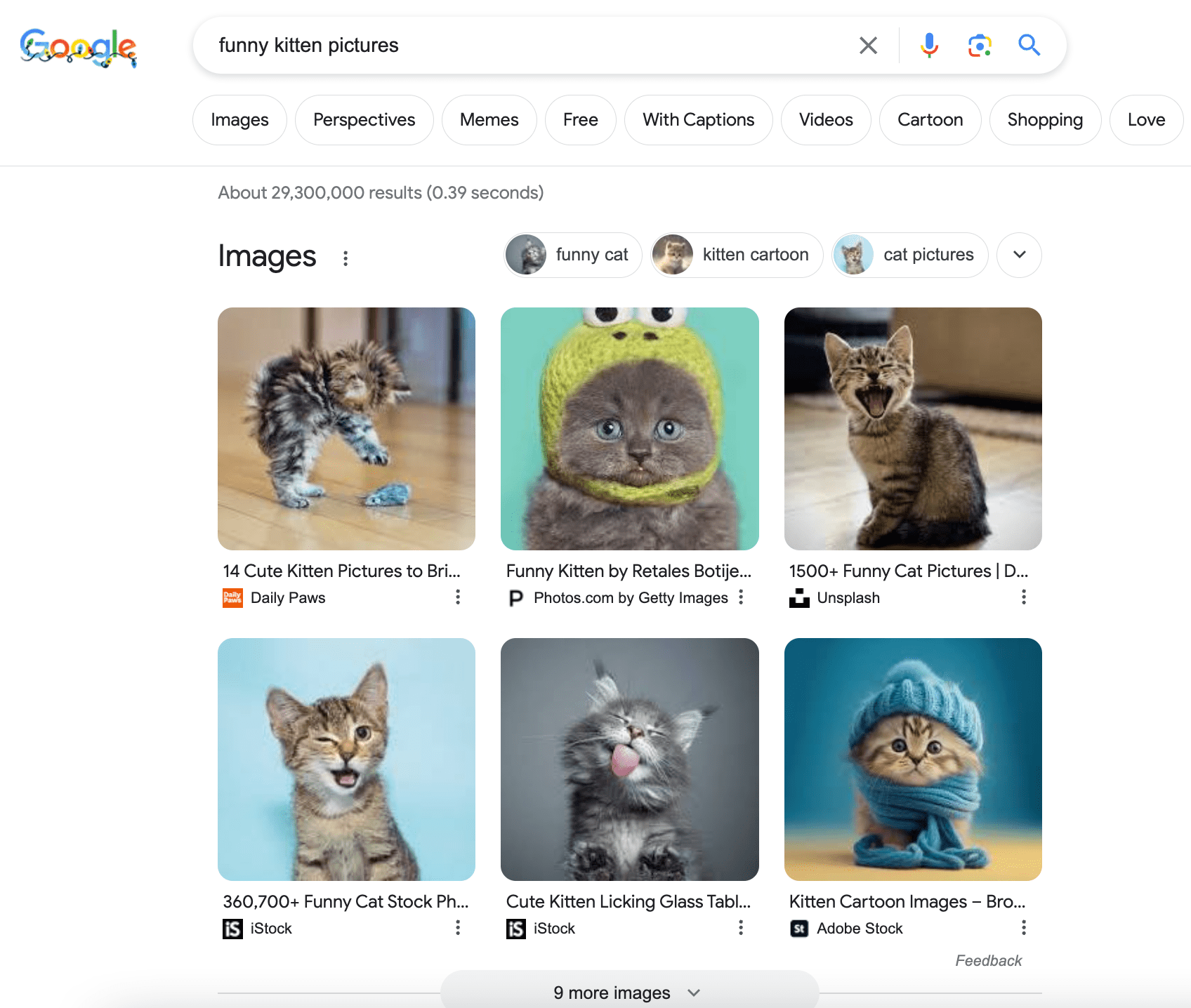 Images section in Google