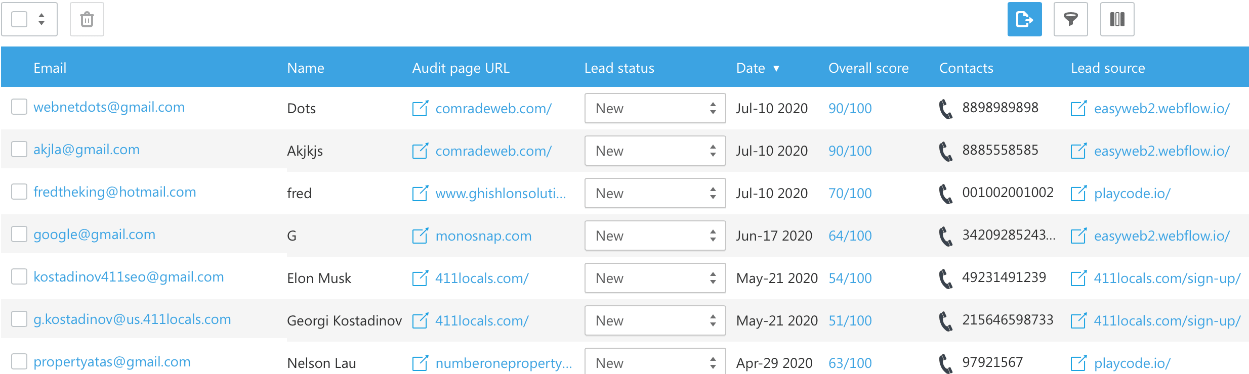 Lead generator contact info