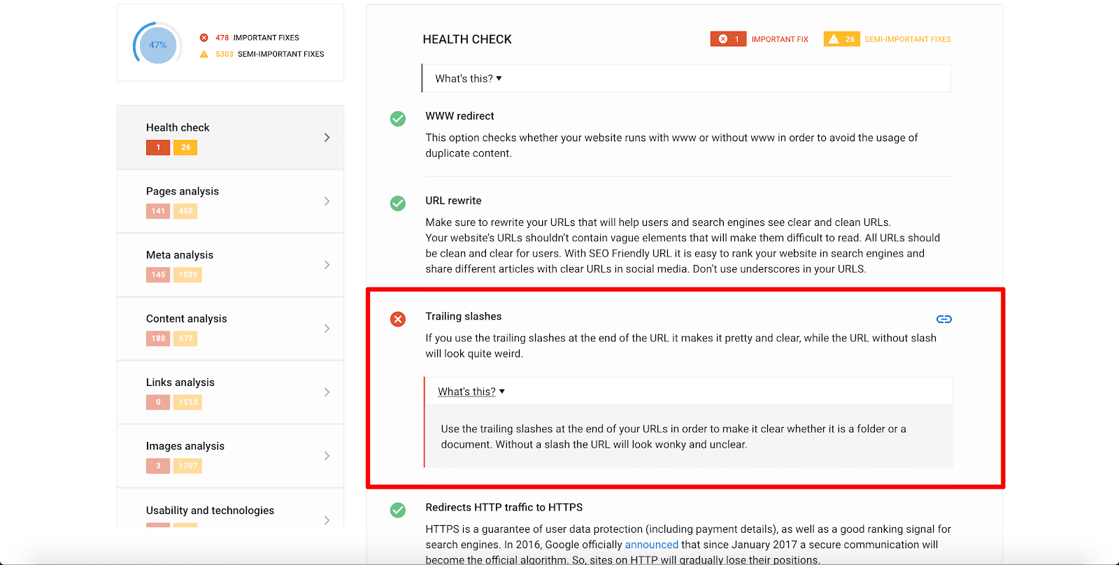 Errors detected by Website Audit Errors detected by SE Ranking Website Audit