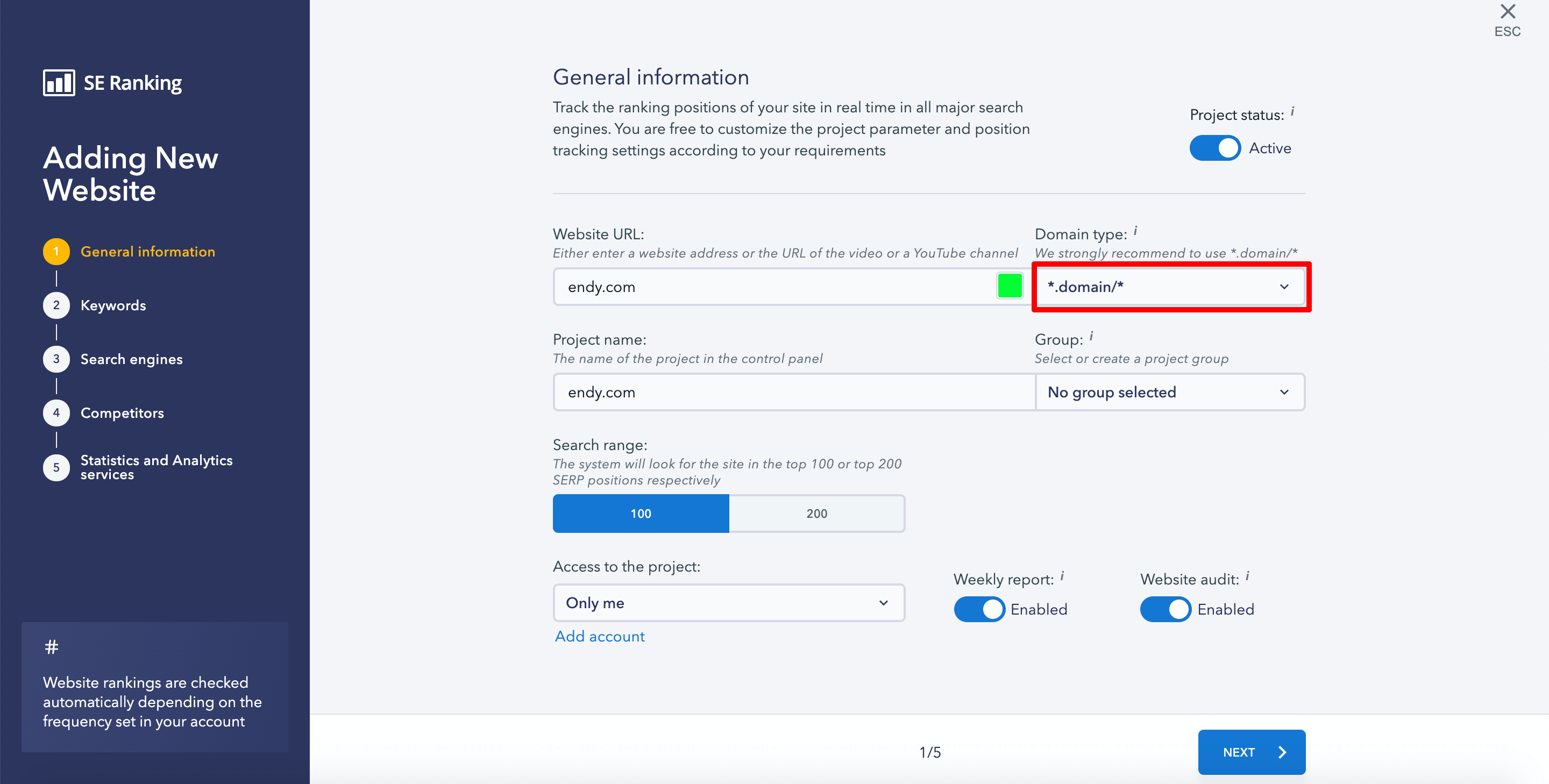 Tracking rankings with subdomains