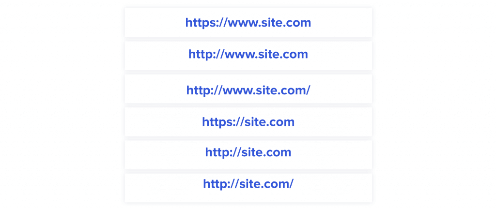 Variations of the home page URL