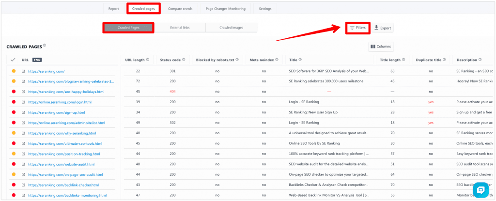 Viewing Crawled Pages in Website Audit Crawled Pages in Website Audit