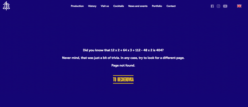 Example of a 404 page