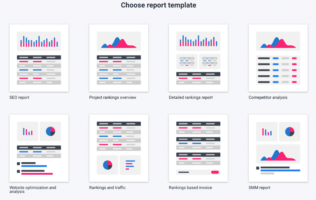 How to choose a report template in SE Ranking's Report Builder
