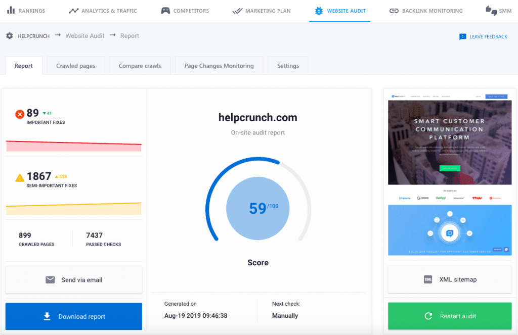 SE Ranking Website Audit Overview Overview of SE Ranking's Website Audit