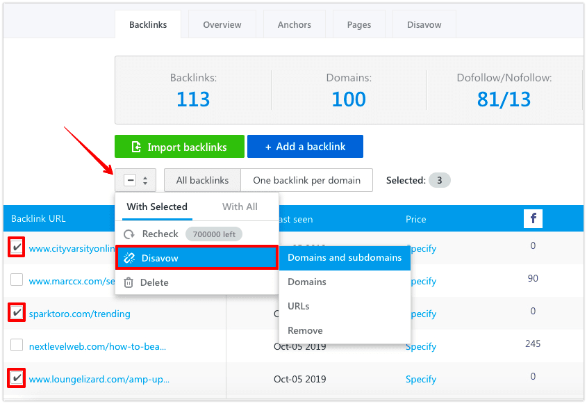 Setting up a Disavow file in SE Ranking Where to set up a Disavow file in SE Ranking
