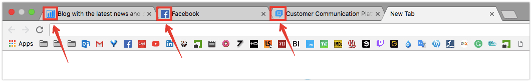 Wie Favicons in der Adressleiste des Browsers aussehen