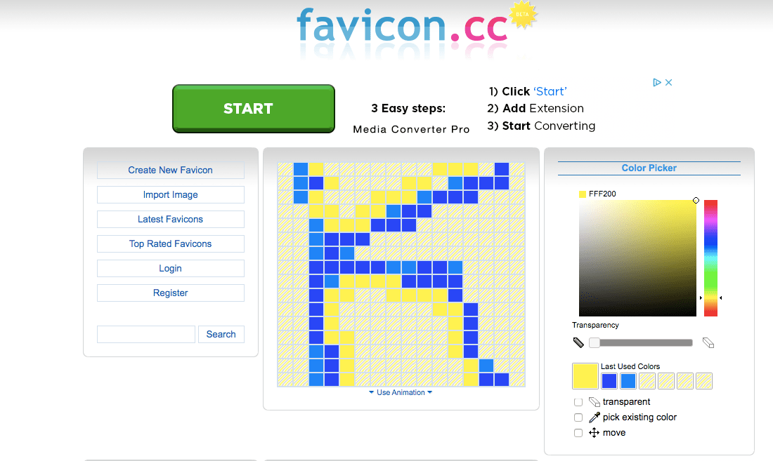 Screenshot of Favicon CC