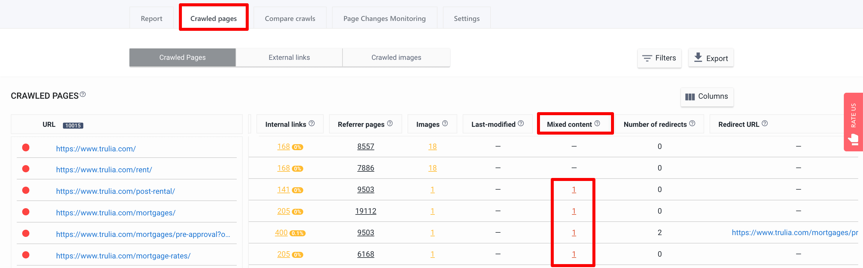Mixed content errors in the Website Audit Mixed content errors in SE Ranking's Website Audit