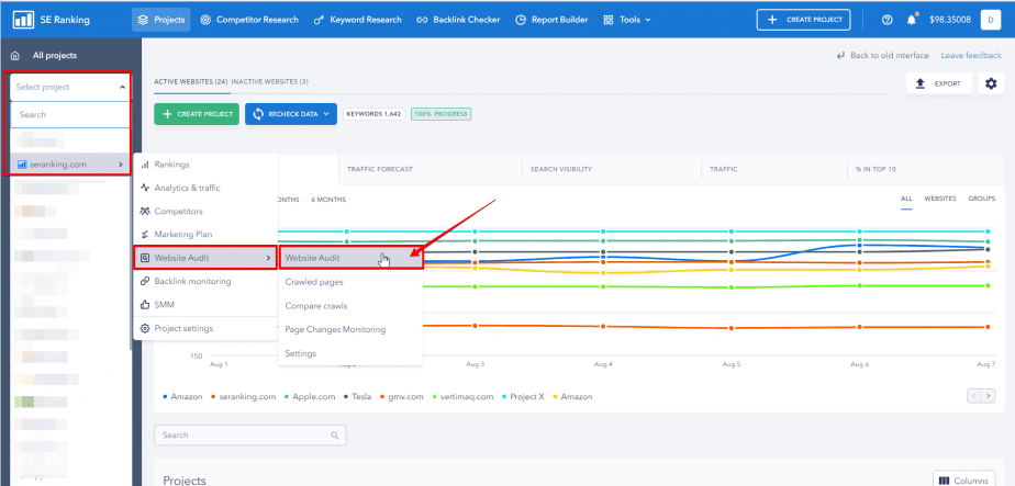 How to access Website Audit