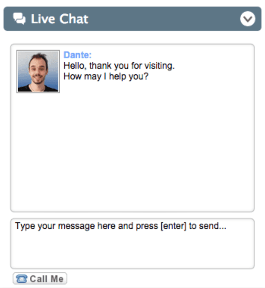 Example of a live chat widget