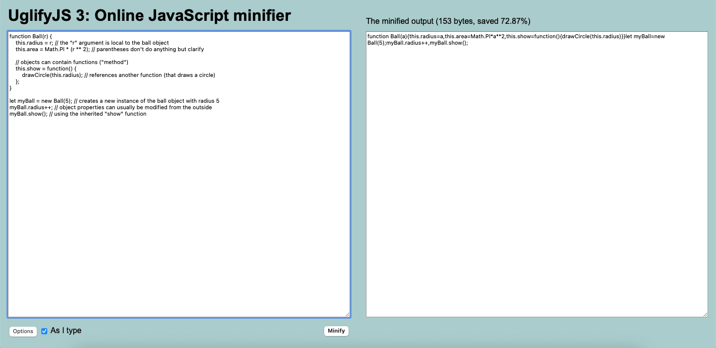 Code magnification in UglifyJS