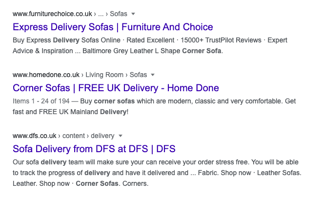 user intent for jacquard sofa query