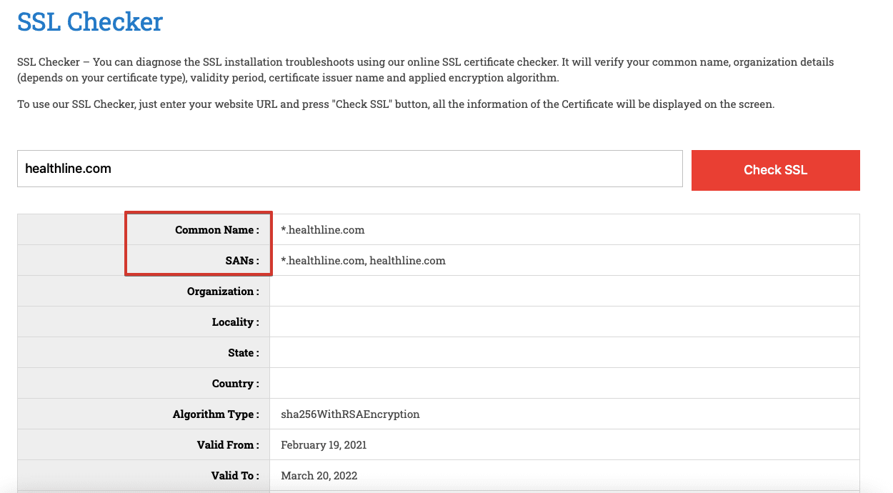 Checking domains names included in the protocol