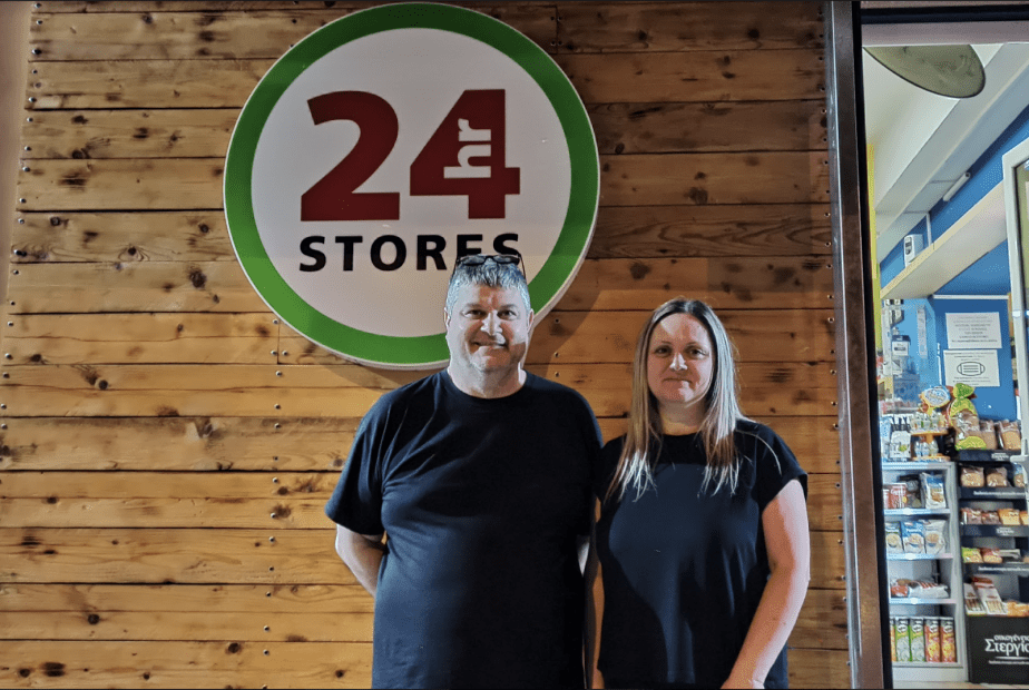 Christos and Maria in their store