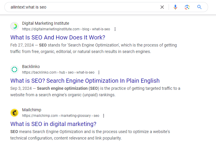 allintext:what is seo