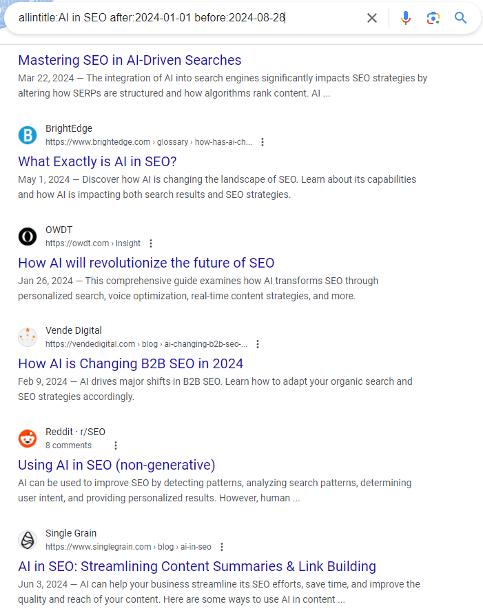 allintitle:AI in SEO after:2024-01-01 before:2024-08-28