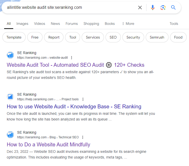 allintitle:website audit site:seranking.com