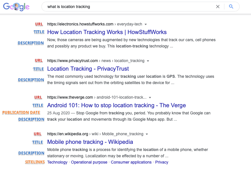 Example of the SERP