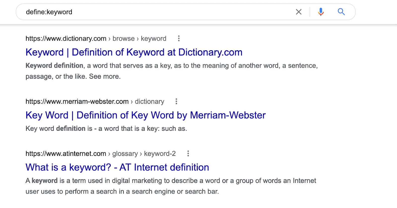 define:keyword