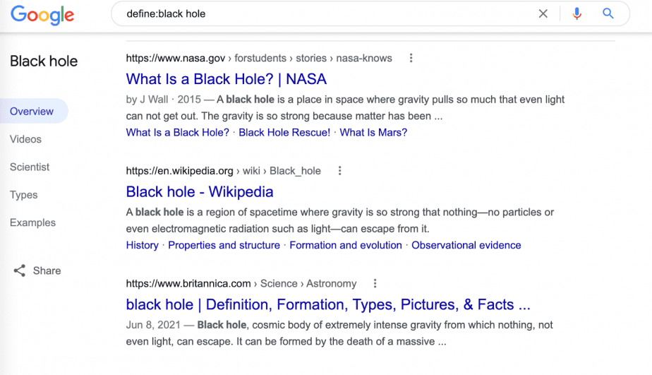 define:black hole define:black hole