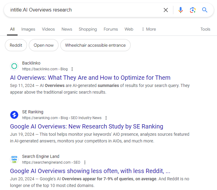 intitle:AI Overviews research