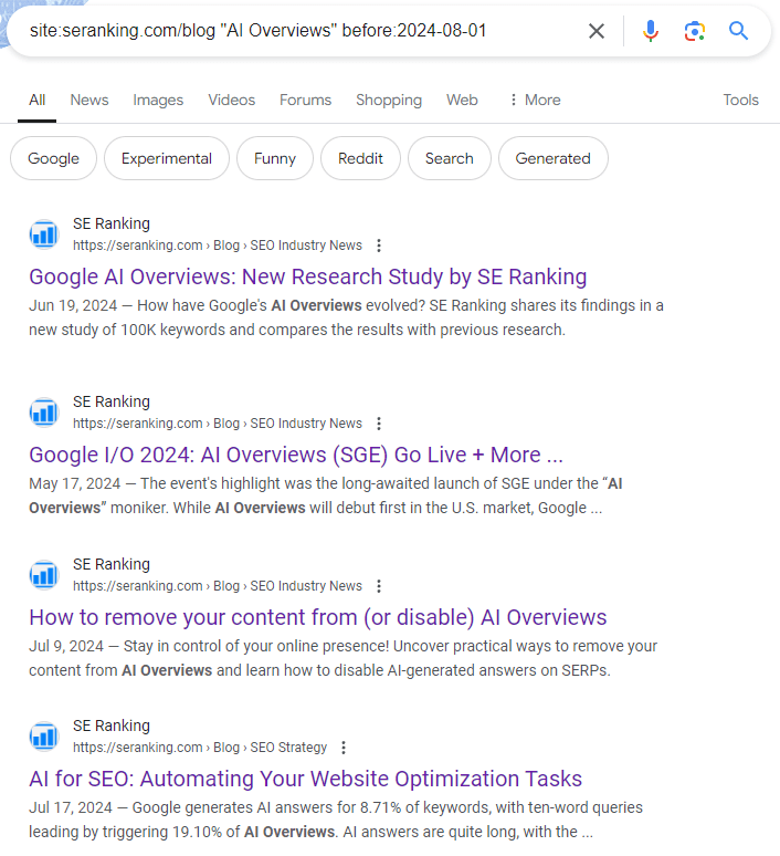 site:seranking.com/blog "AI Overviews" before:2024-08-01