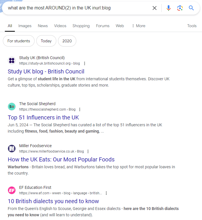 what are the most AROUND(2) in the UK inurl:blog