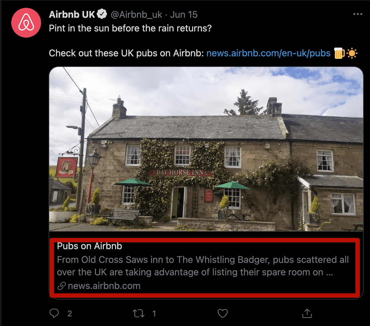 Example of Twitter Card in use
