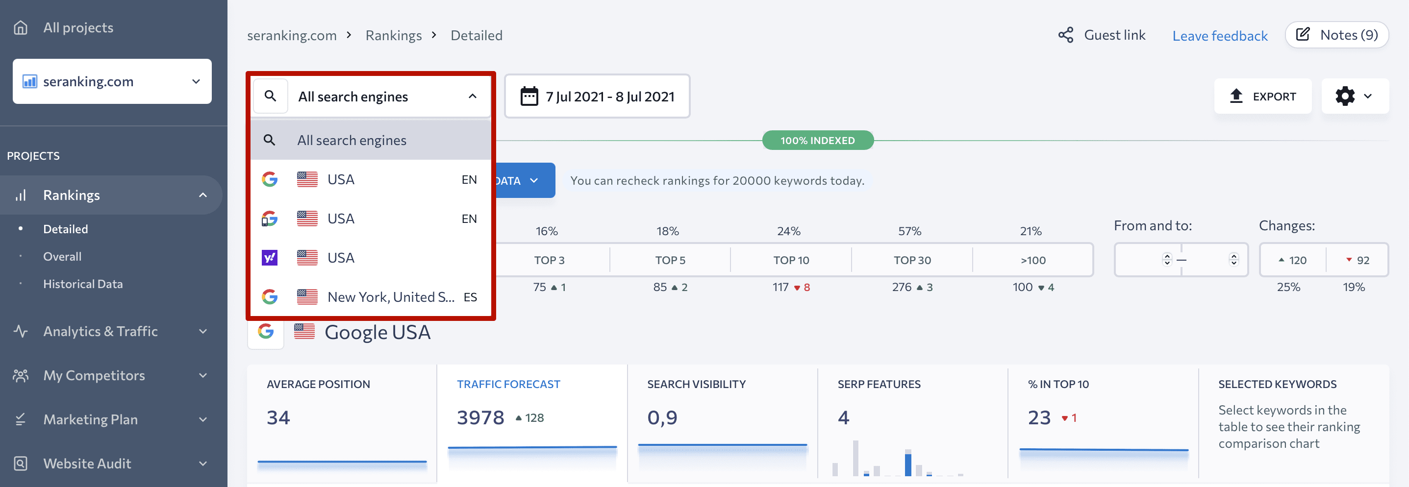 See the search engine interface language during selection