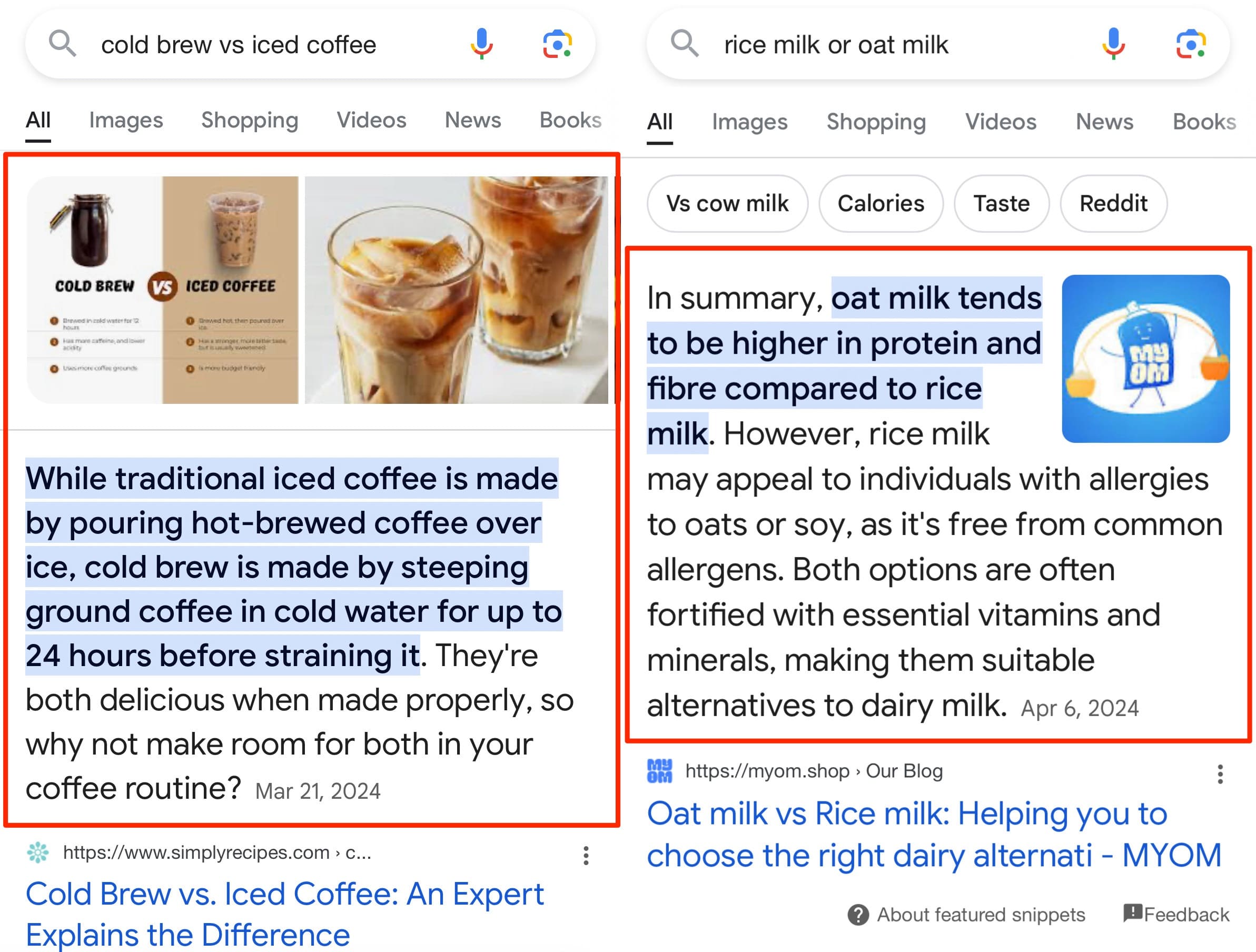 mobile featured snippets