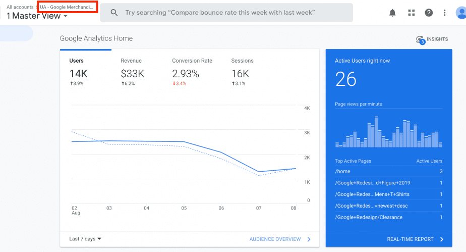 Universal Analytics view