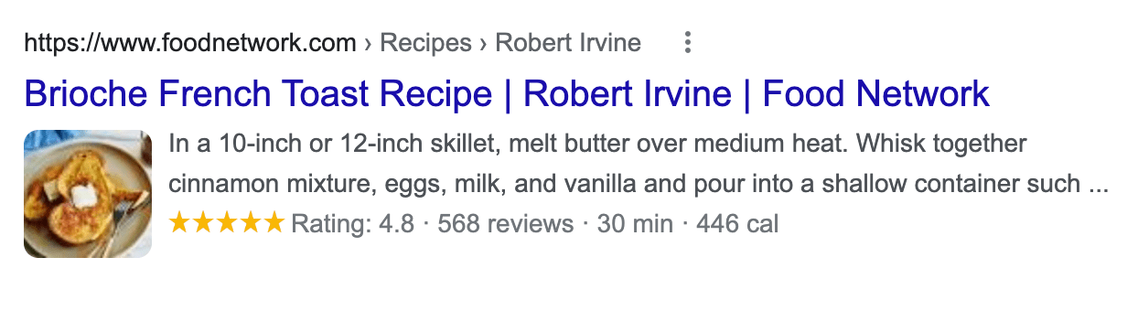 An example of recipe rich snippet