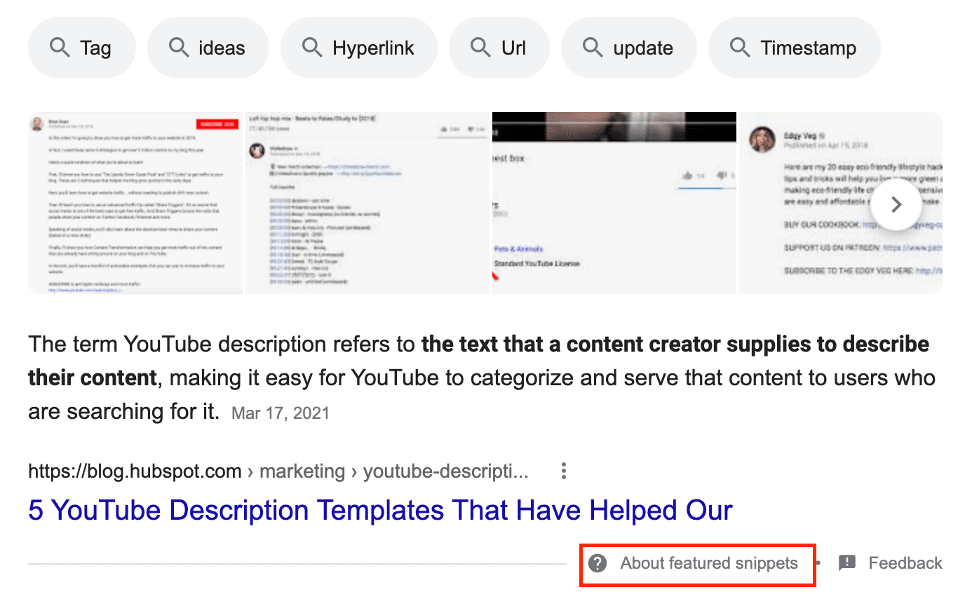 An example of featured snippet