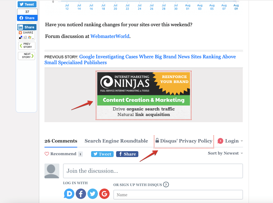 Nofollowed links highlighted by a plugin