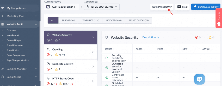 XML sitemap in one click with SE Ranking How to create an XML sitemap in SE Ranking Website Audite