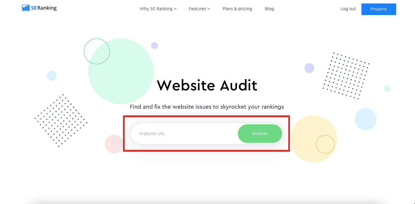 SE Ranking's Website Audit landing page