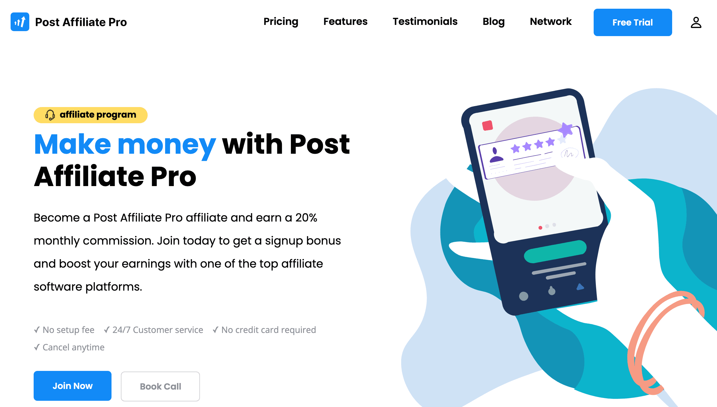 Post Affiliate Pro landing page