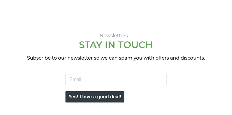 Humorous newsletter signup form