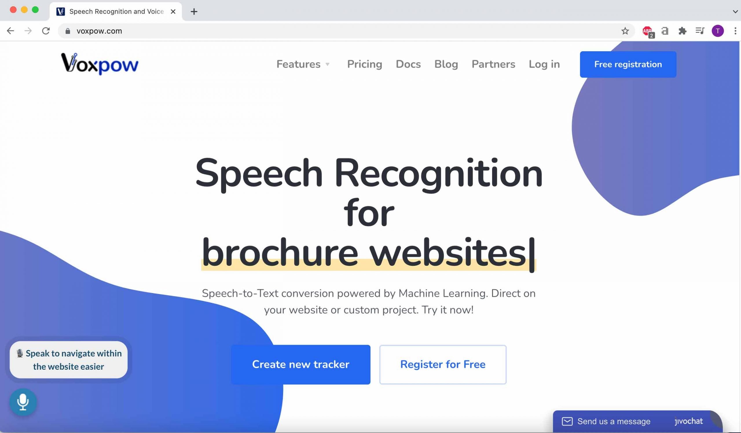 Speech recognition for websites