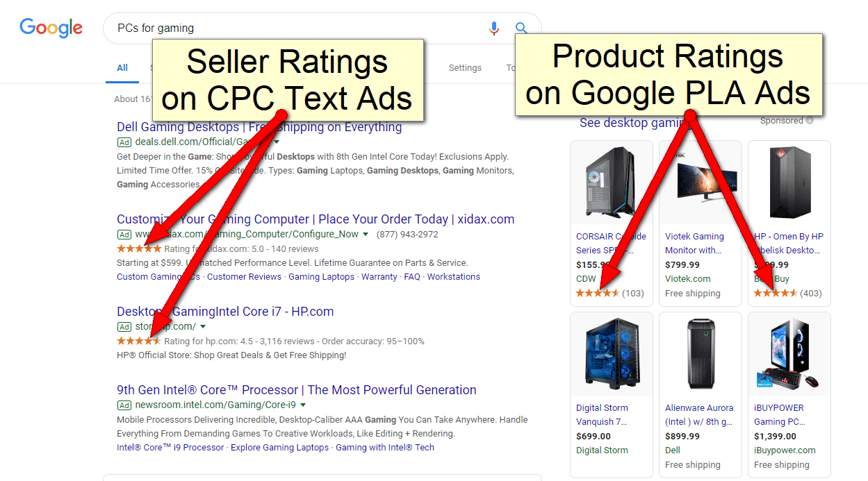 Seller and product ratings on Google Ads