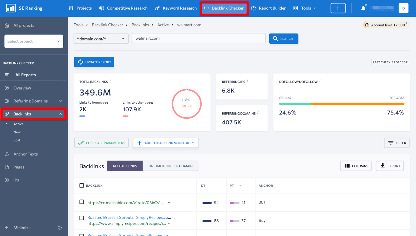 How to analyzing backlinks via Backlink Checker