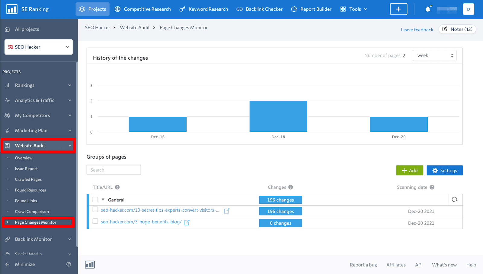 How to monitor pages for changes