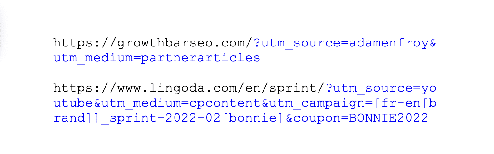 Links with UTM tags