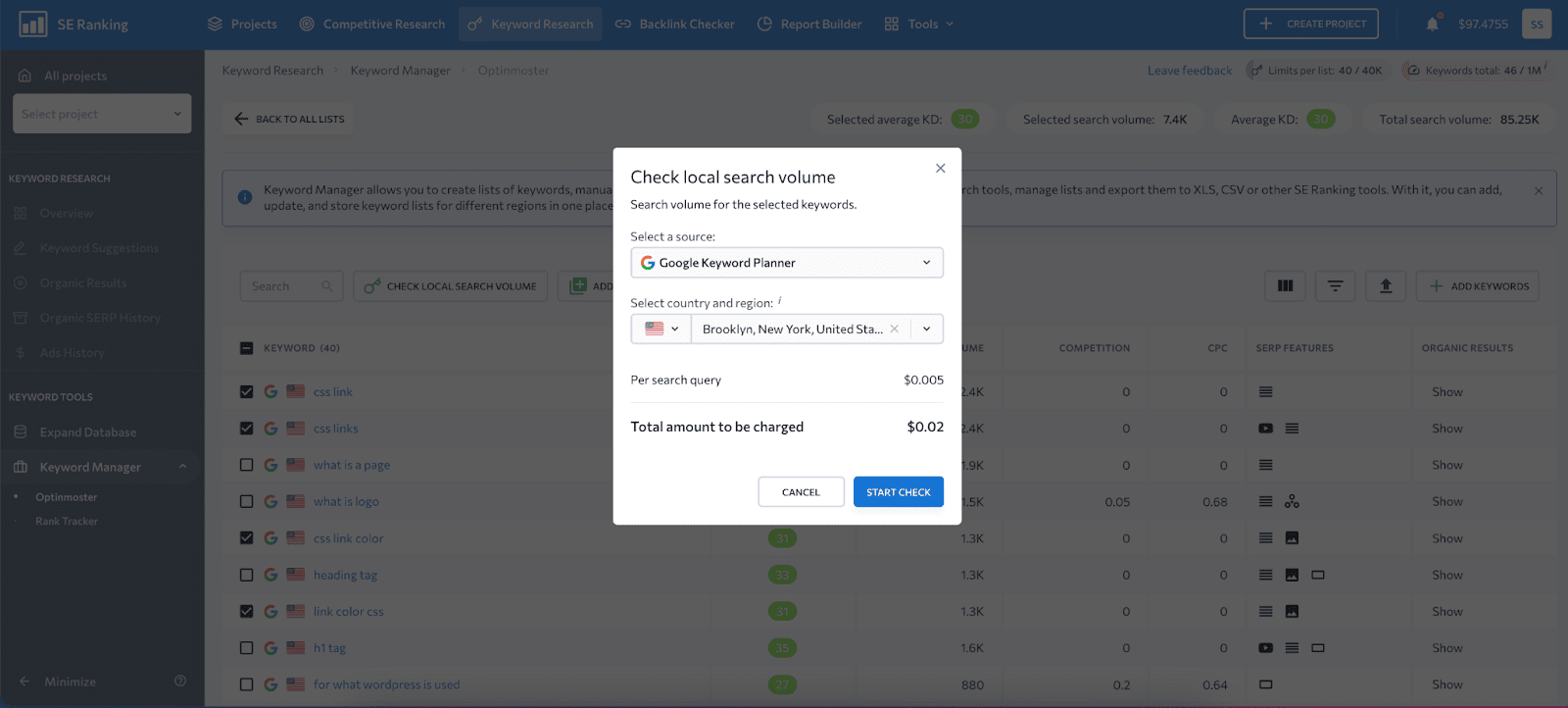 How to check local search volumes via Keyword Manager