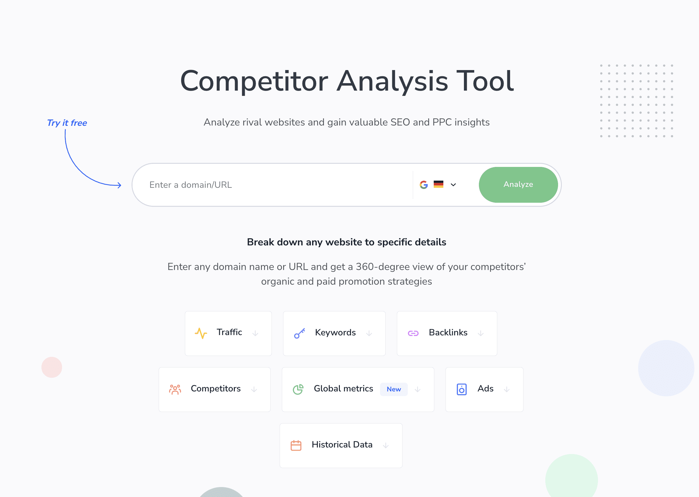 Competitor Research tool by SE Ranking