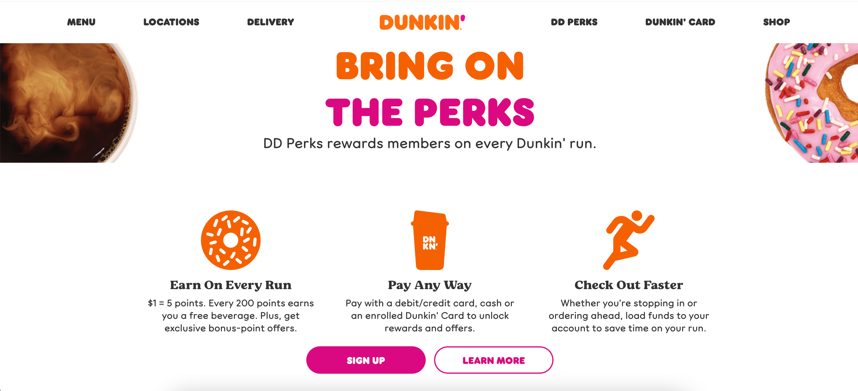 Dunkin çörek web sitesi