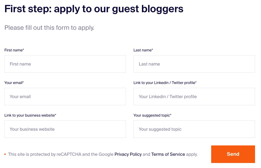 The form for Sender blog